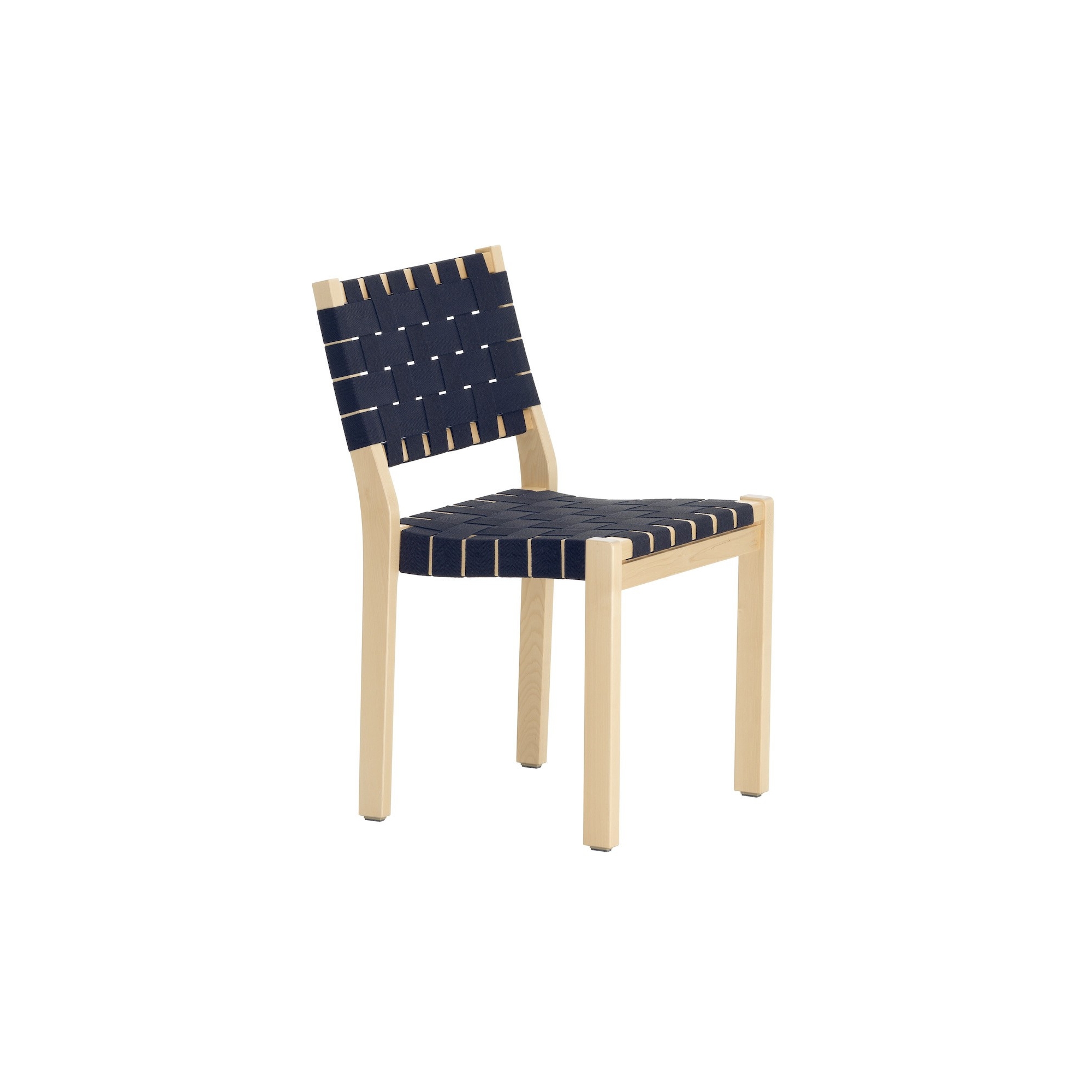 natural birch + black/blue webbing - Chair 611 - Artek