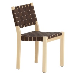 bouleau naturel + tressage noir/marron - chaise 611 - Artek