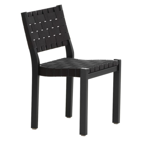 bouleau noir + tressage noir - chaise 611 - Artek