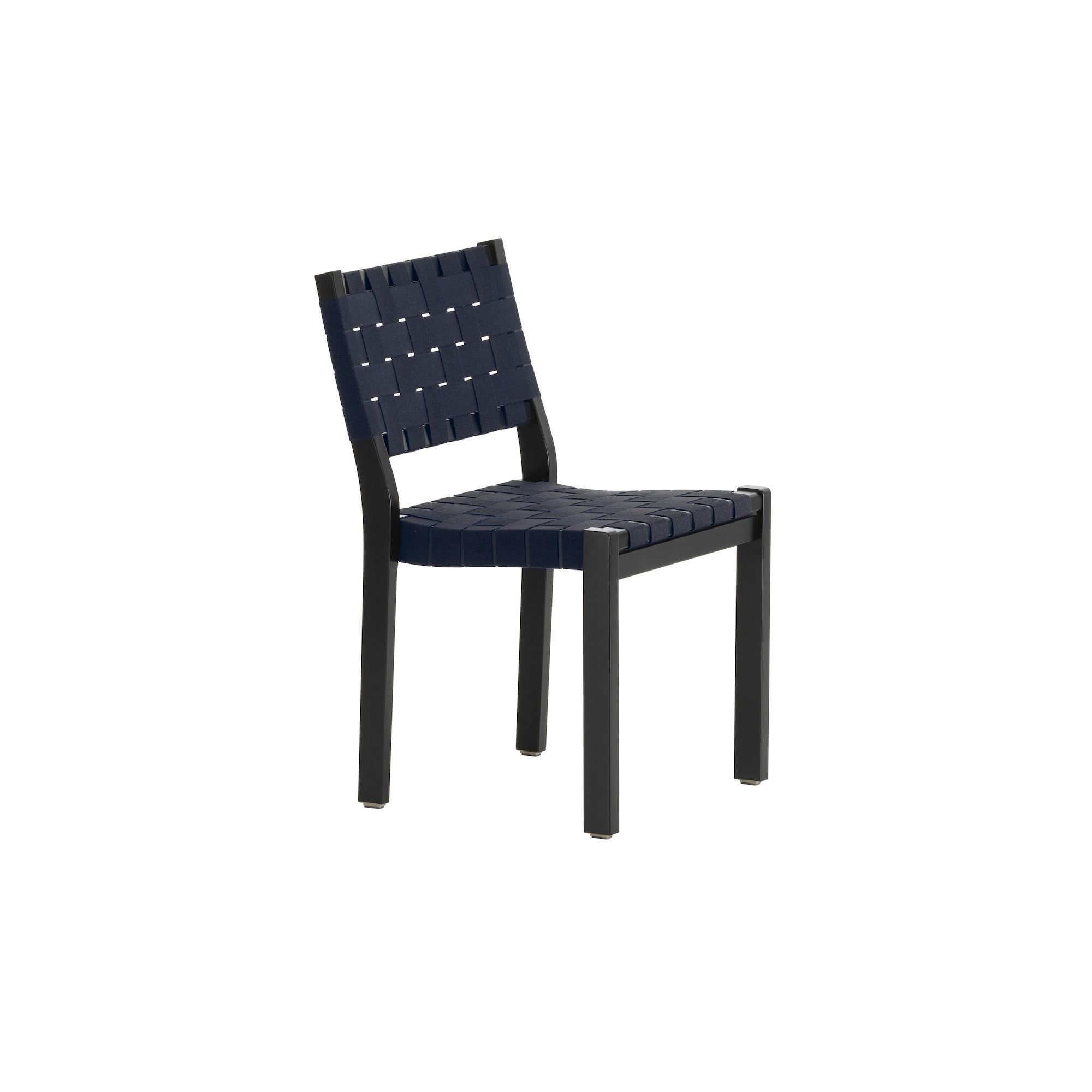 bouleau noir + tressage noir/bleu - chaise 611 - Artek