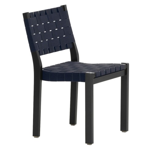 black birch + black/blue webbing - Chair 611 - Artek