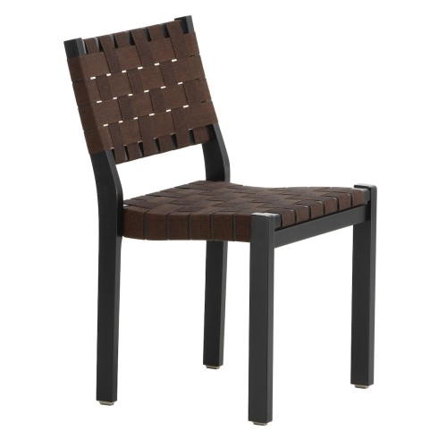 bouleau noir + tressage noir/marron - chaise 611 - Artek