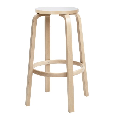 H75cm - White HPL + birch - 64 bar stool - Artek