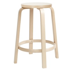 H65cm - bouleau + HPL Blanc - tabouret 64 - Artek