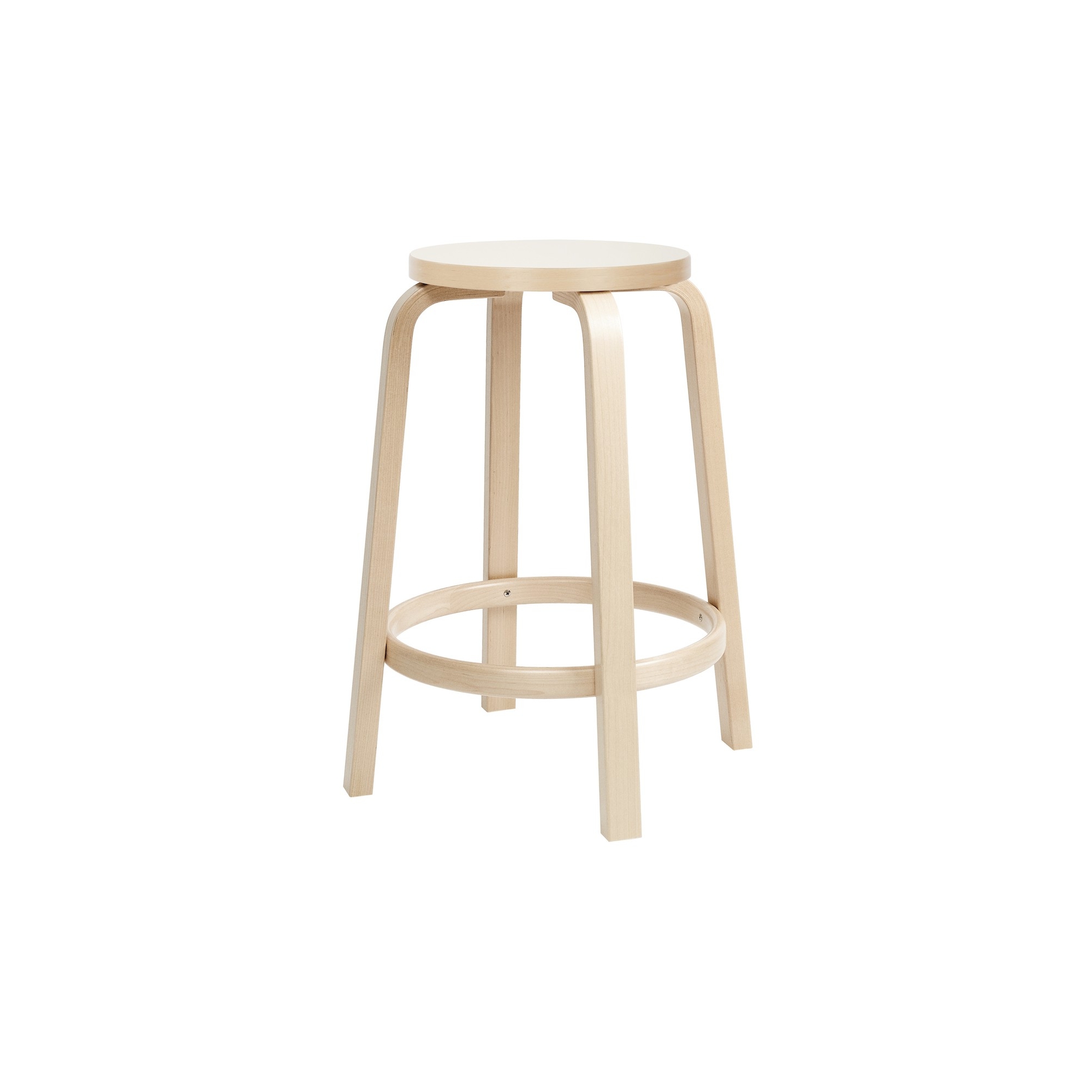 H65cm - bouleau + HPL Blanc - tabouret 64 - Artek