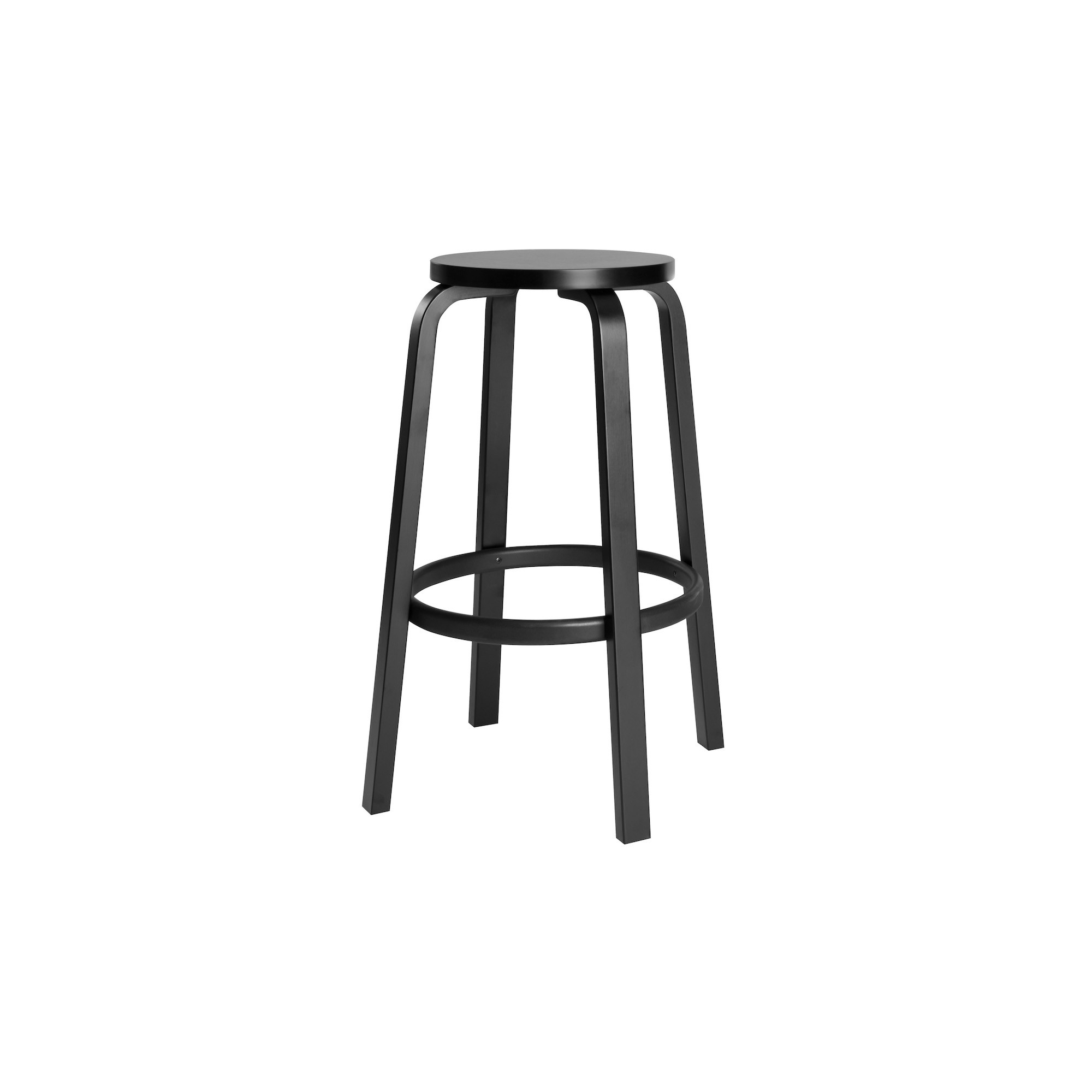 H75cm - black lacquered birch - 64 bar stool - Artek