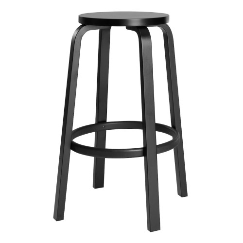 H75cm - bouleau peint en noir - tabouret 64 - Artek