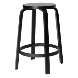 H65cm - black lacquered birch - 64 bar stool - Artek