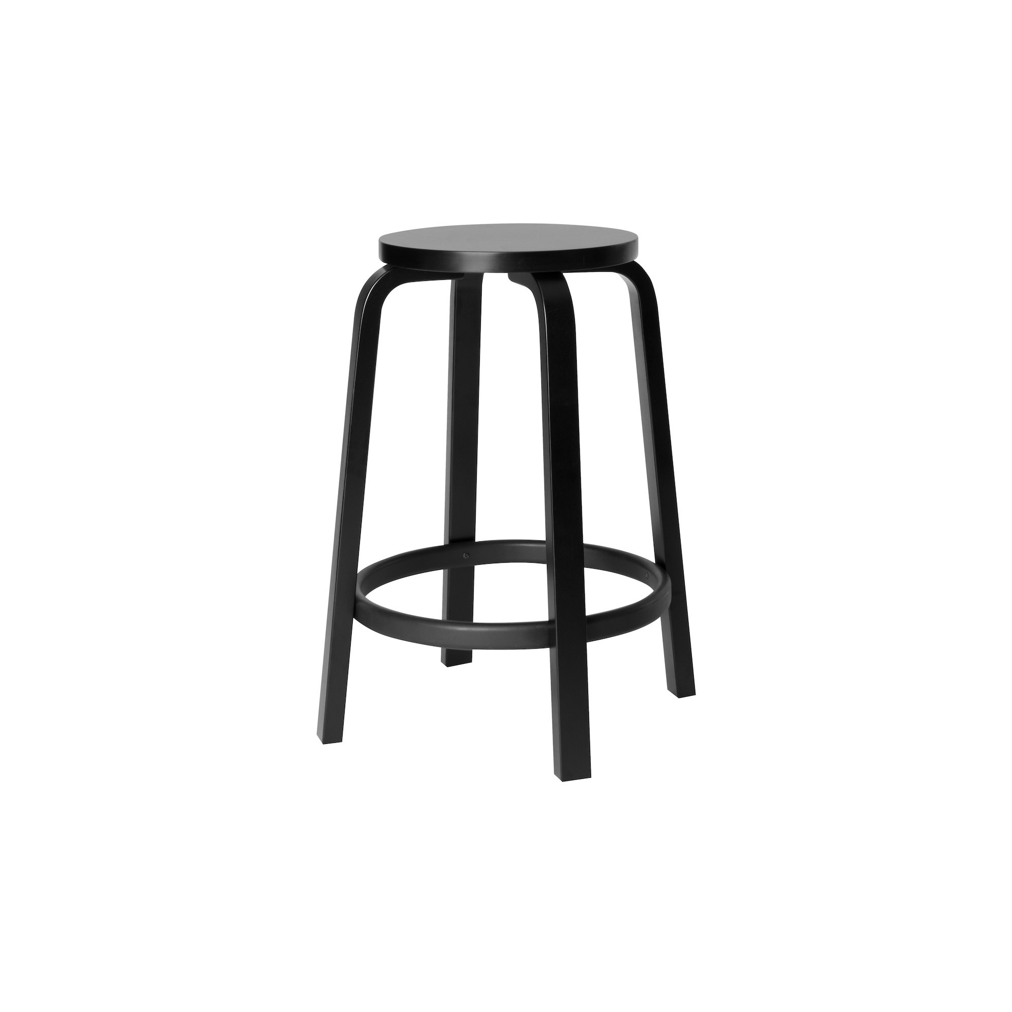 H65cm - black lacquered birch - 64 bar stool - Artek