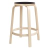 H65cm - natural birch + black lino - 64 bar stool - Artek