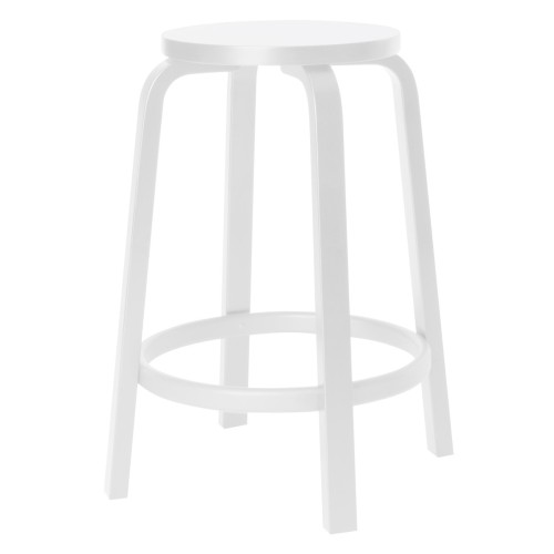 H65cm - bouleau peint en blanc - tabouret 64 - Artek