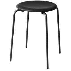 Dot stool – black Intense leather / matt black - Fritz Hansen