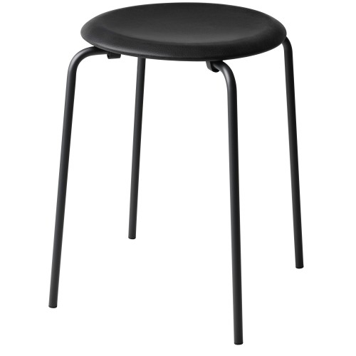 Dot stool – black Intense leather / matt black - Fritz Hansen