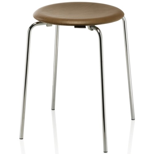 Dot stool – Walnut Wild leather / chrome - Fritz Hansen