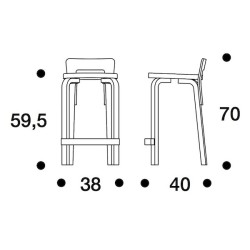 K65 assise rembourrée - Artek