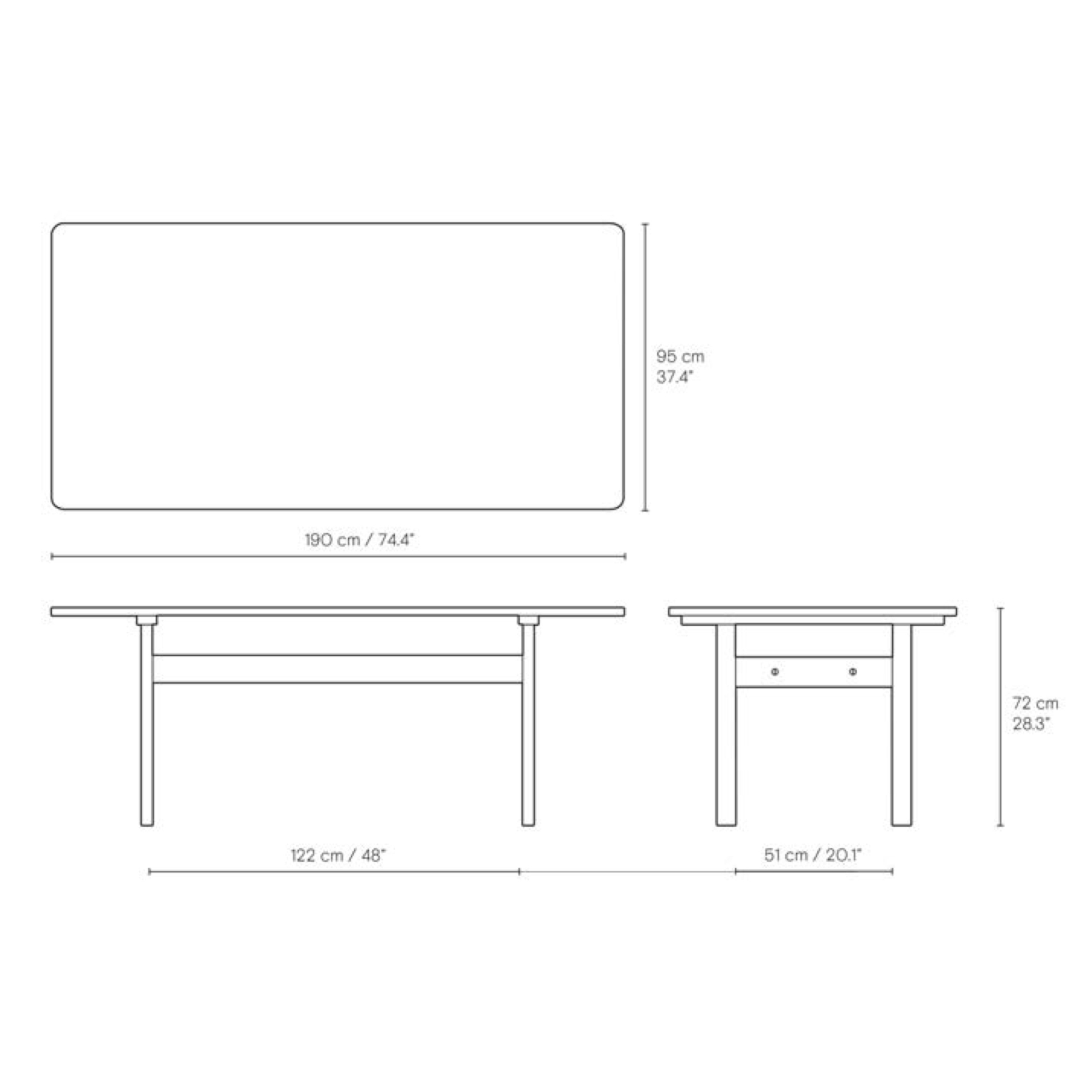 Asserbo Table – 190 x 95 x H72 cm - Carl Hansen & Søn