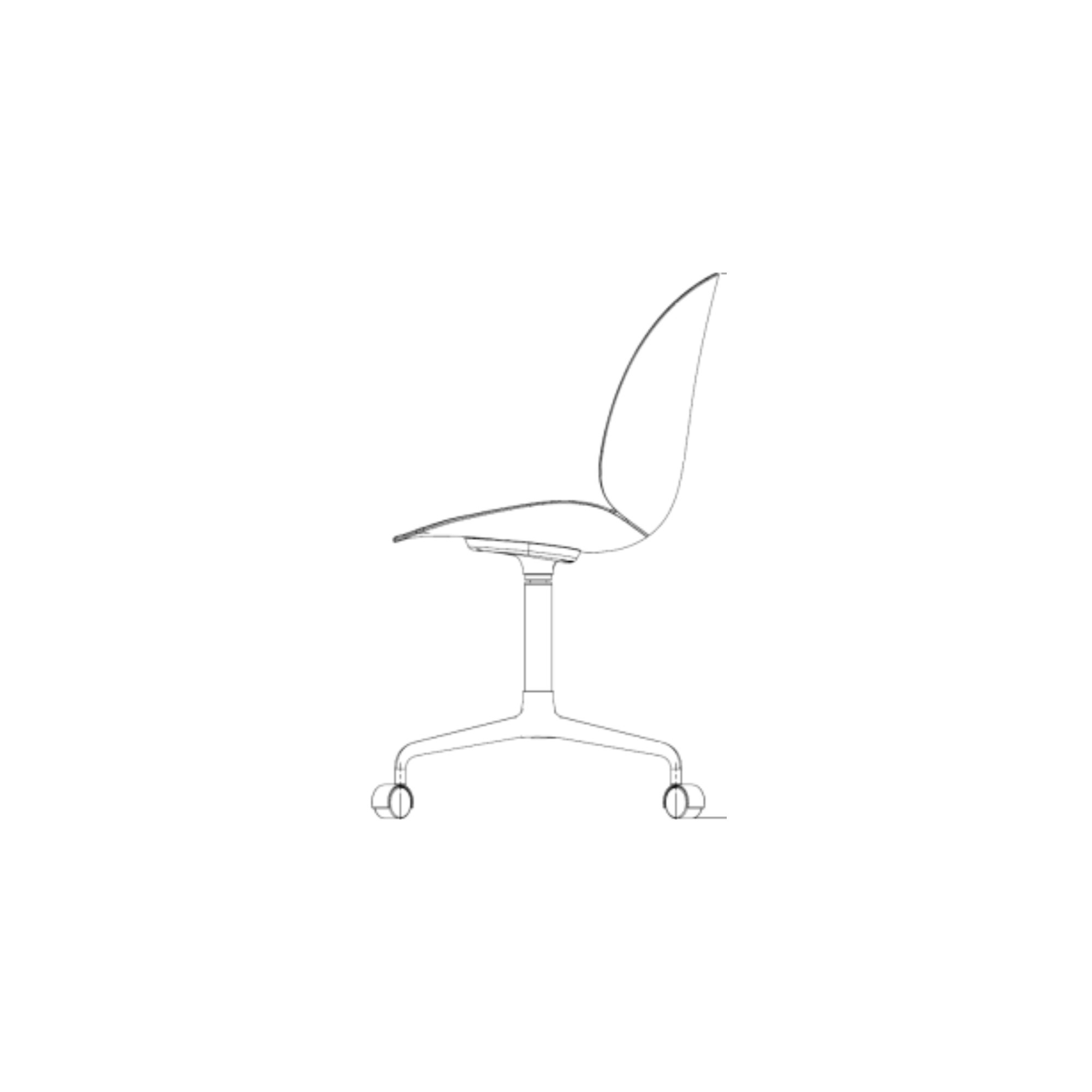 Beetle meeting chair 4-stars - plastic shell + front upholstered – with castors - Gubi