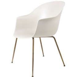 Alabaster white shell + antique brass legs – conic base – Bat dining chair - Gubi