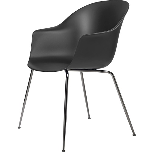 black shell + black chrome legs – conic base – Bat dining chair - Gubi