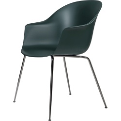 dark green shell + black chrome legs – conic base – Bat dining chair - Gubi