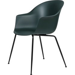 dark green shell + black matt legs – conic base – Bat dining chair - Gubi