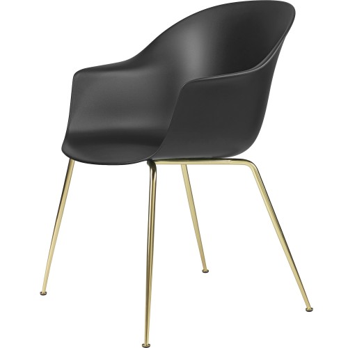 black shell + brass legs – conic base – Bat dining chair - Gubi