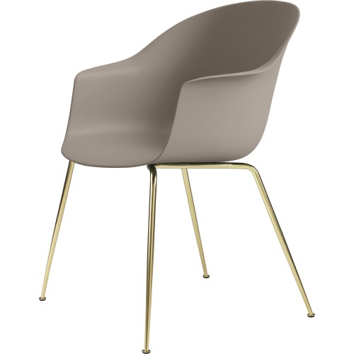 new beige shell + brass legs – conic base – Bat dining chair - Gubi