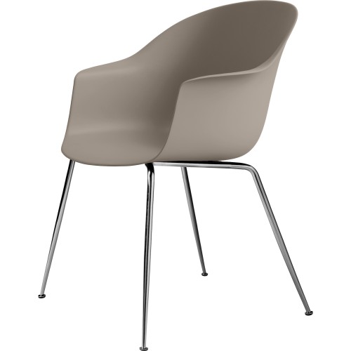 new beige shell + chrome legs – conic base – Bat dining chair - Gubi