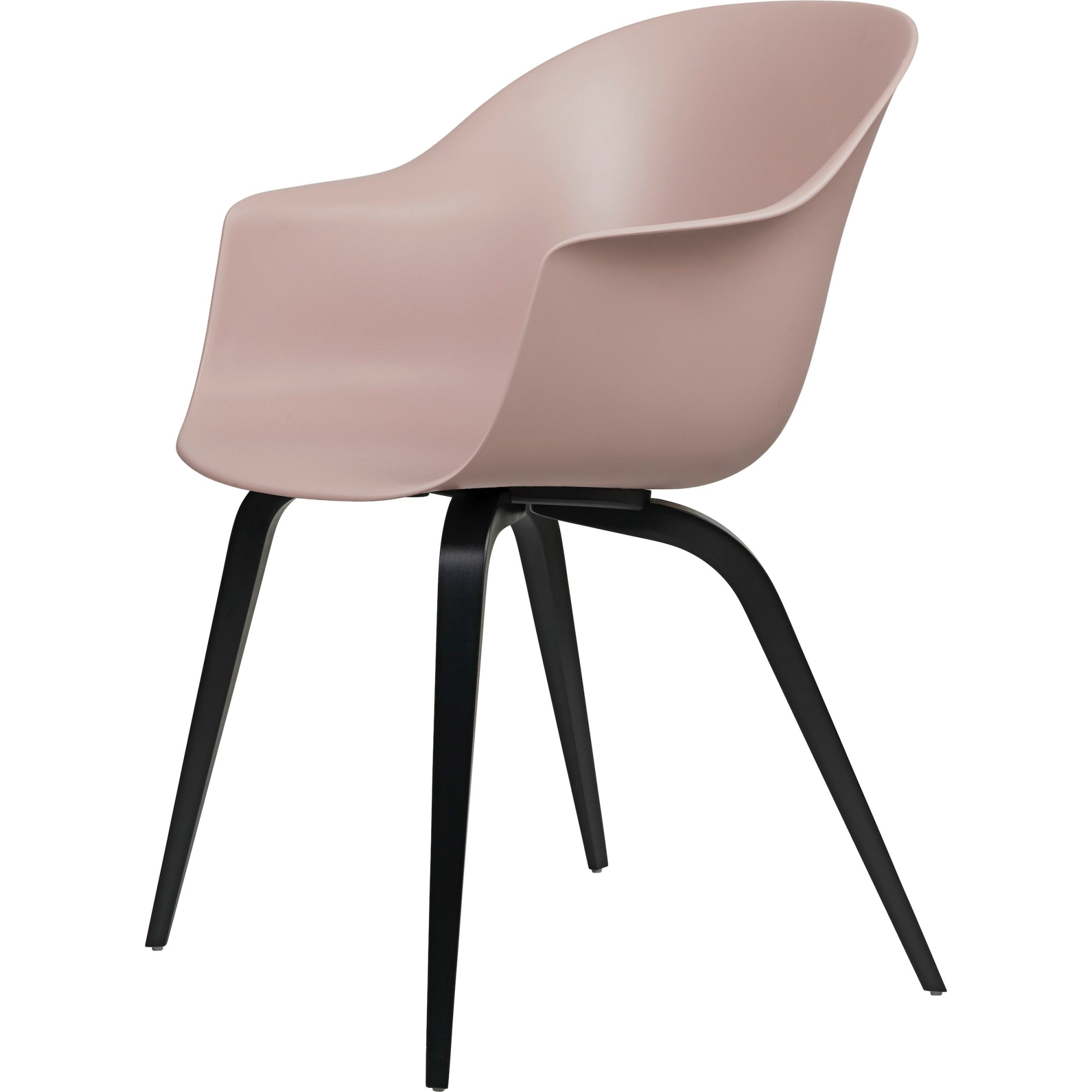 Sweet pink shell + black stained beech legs – wood base – Bat dining chair - Gubi