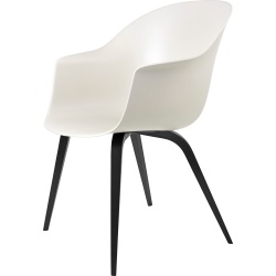 alabaster white shell + black stained beech legs – wood base – Bat dining chair - Gubi