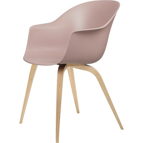 sweet pink shell + Oak Lacquered legs – wood base – Bat dining chair - Gubi