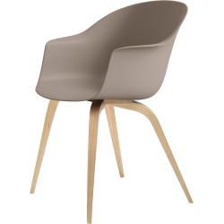 new beige shell + Oak Lacquered legs – wood base – Bat dining chair - Gubi