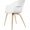 alabaster white shell + Oak Lacquered legs – wood base – Bat dining chair - Gubi