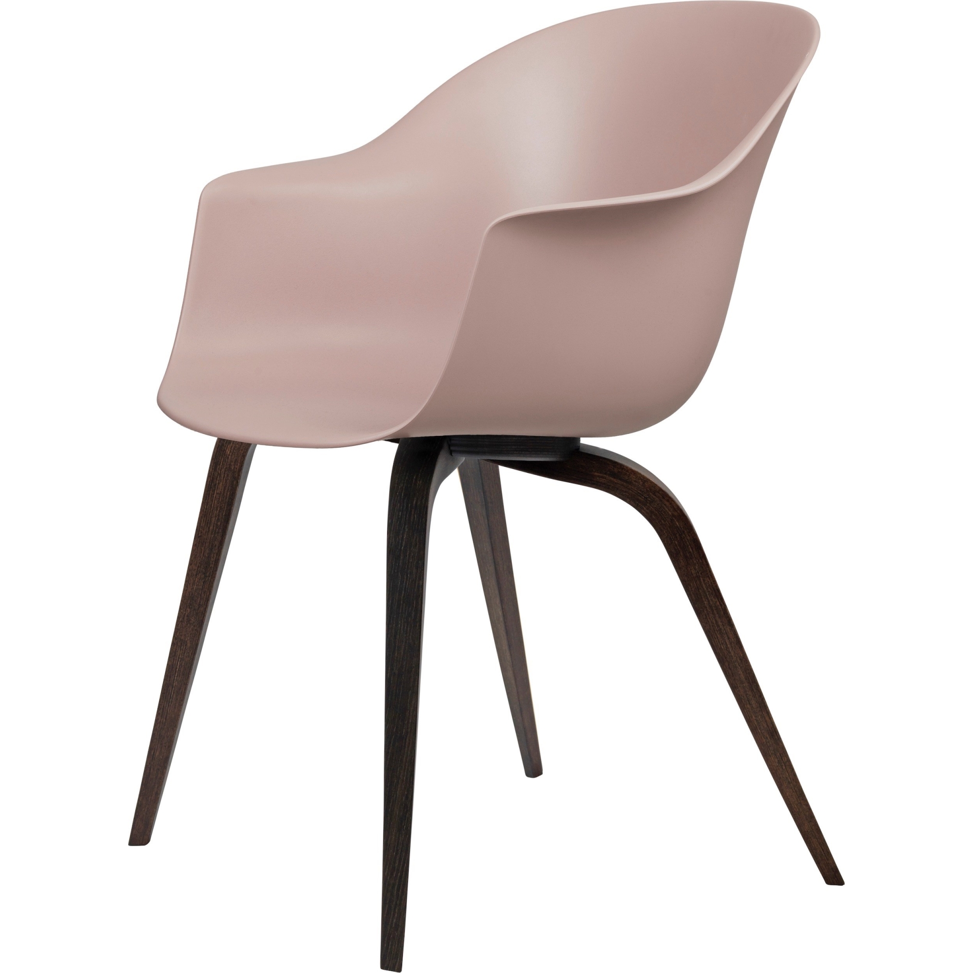 sweet pink shell + Smoked oak legs – wood base – Bat dining chair - Gubi