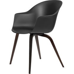 black shell + Smoked oak legs – wood base – Bat dining chair - Gubi