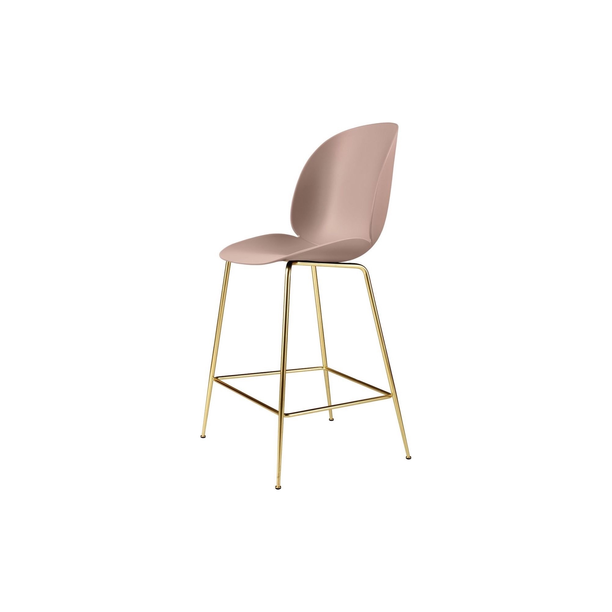 Sweet pink shell – brass legs – Beetle bar/counter chair - Gubi