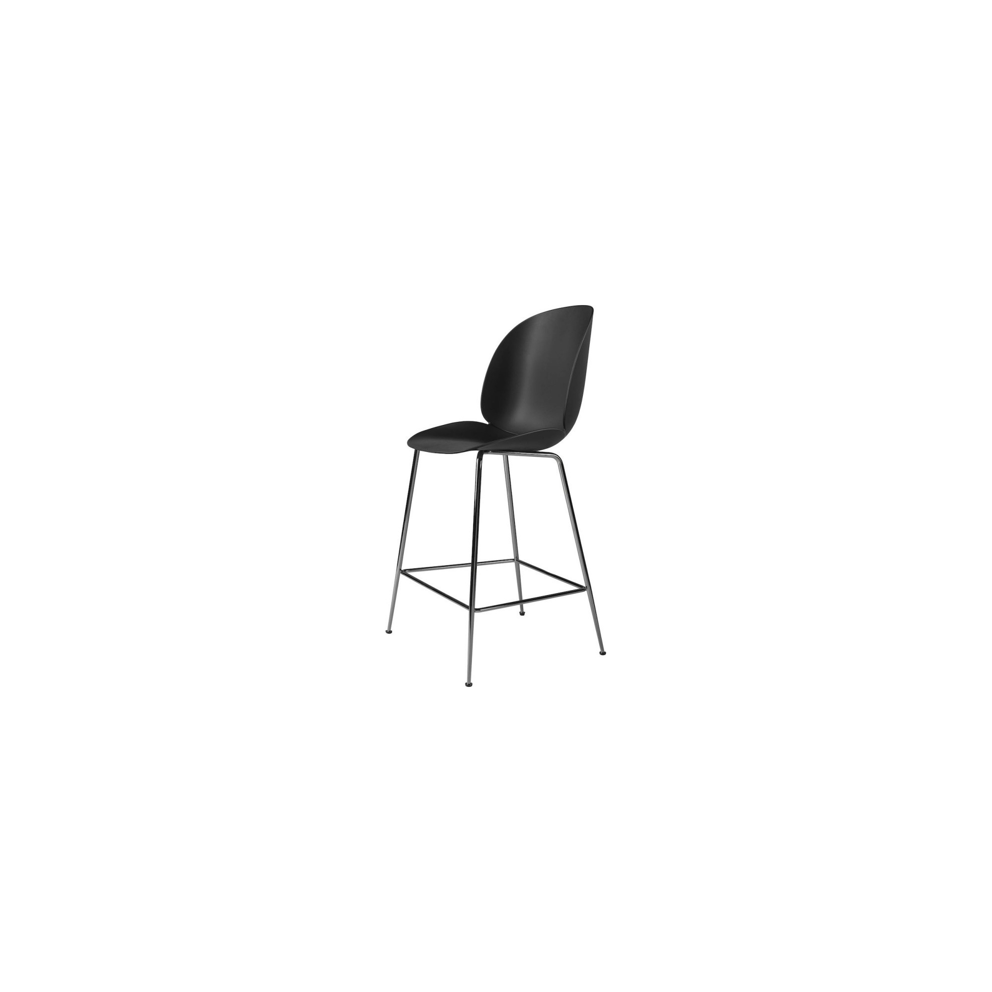 black shell – black chrome legs – Beetle bar/counter chair - Gubi