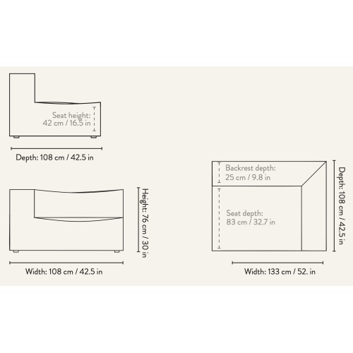 Ferm Living – Armrest End Module Right L401 – CATENA Sofa