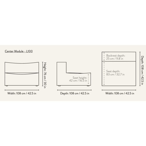 Ferm Living – Module central L100 – Canapé CATENA