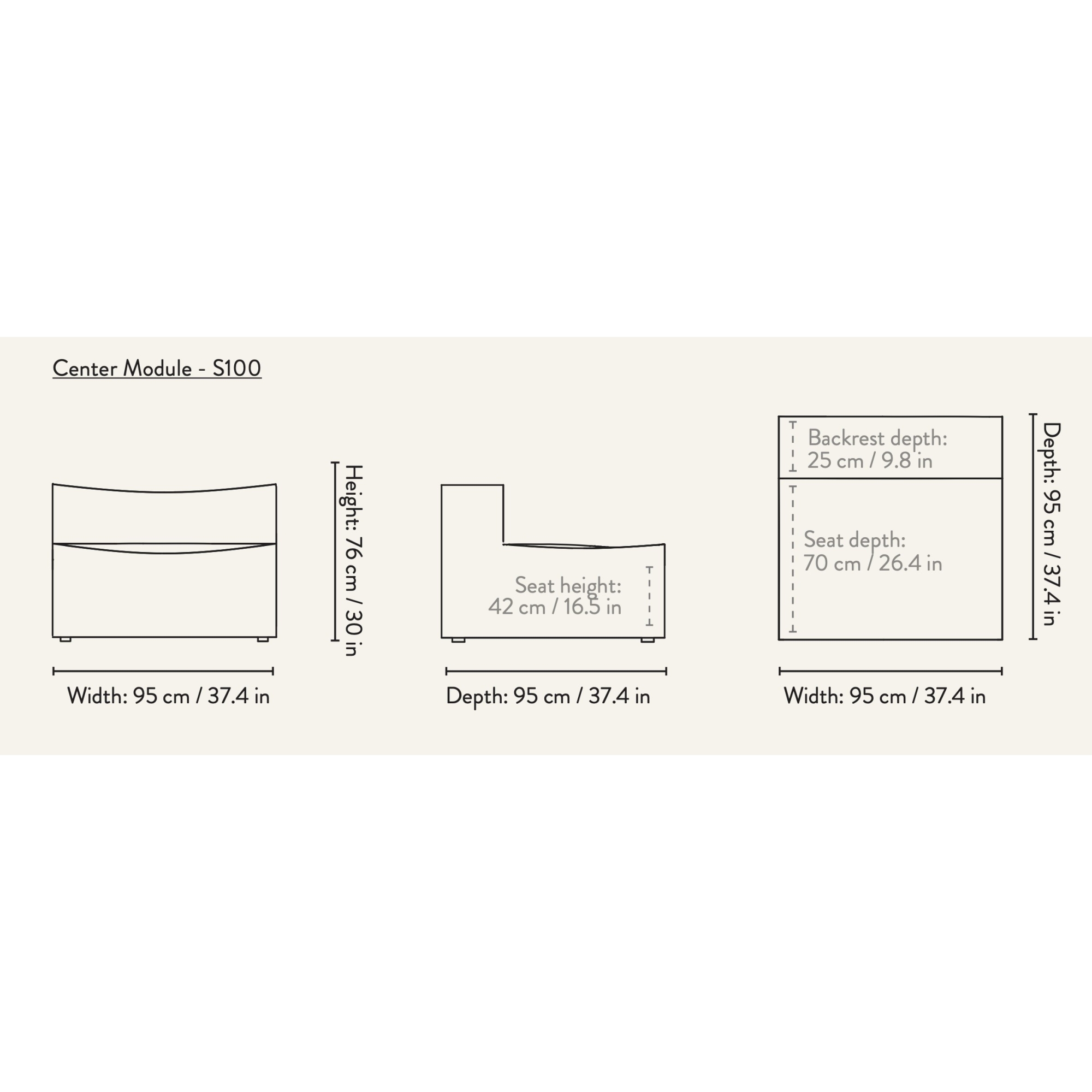 Ferm Living – Module central S100 – Canapé CATENA