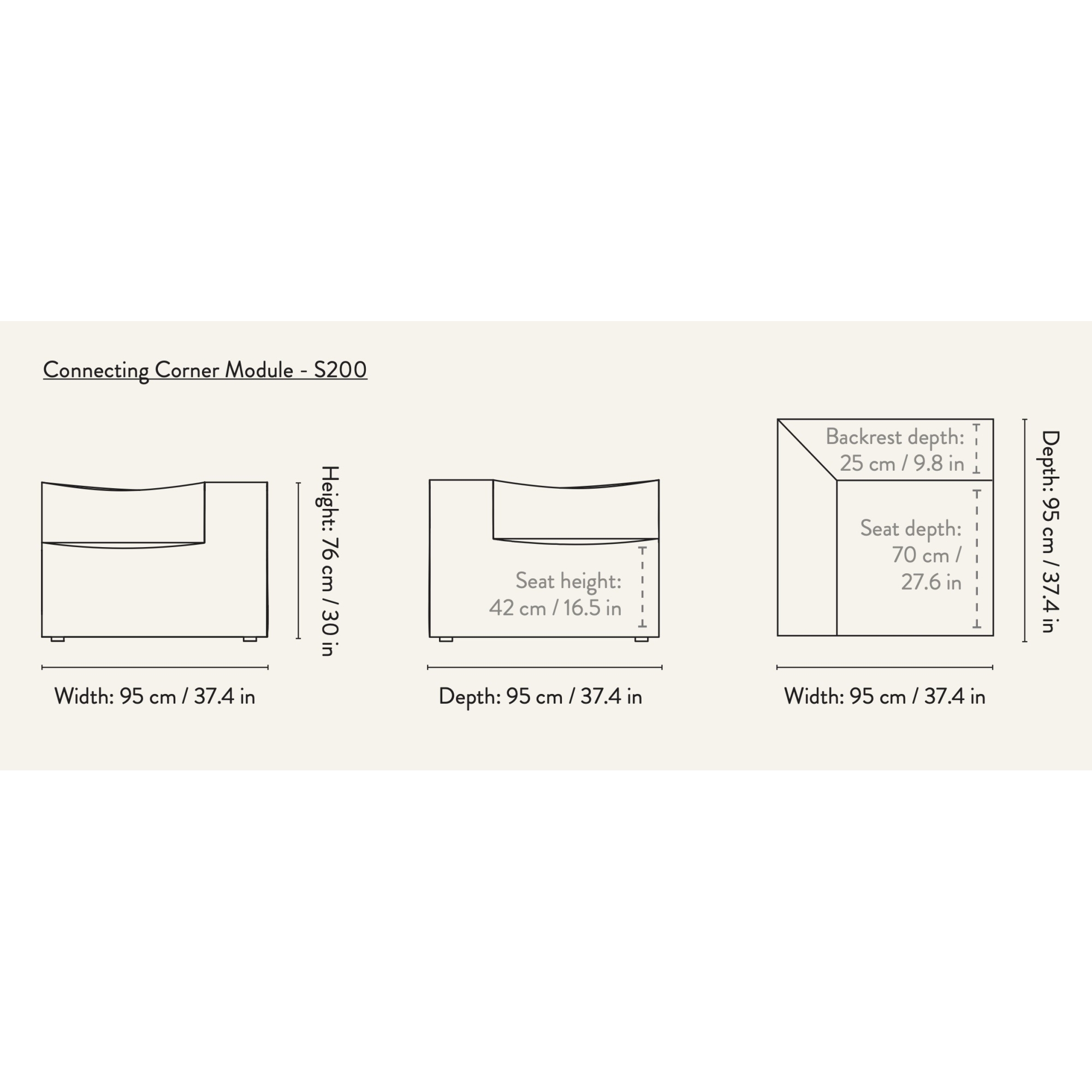 Connecting Corner module S200 – CATENA Sofa - Ferm Living