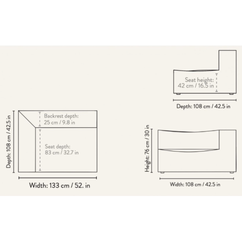 Ferm Living – Armrest End Module Left L400 – CATENA Sofa