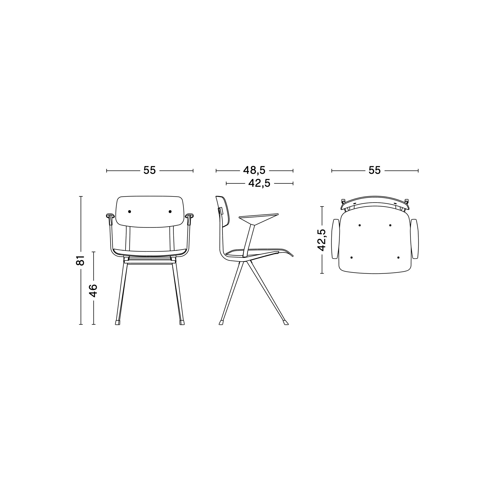 Chaise Result avec accoudoirs - HAY