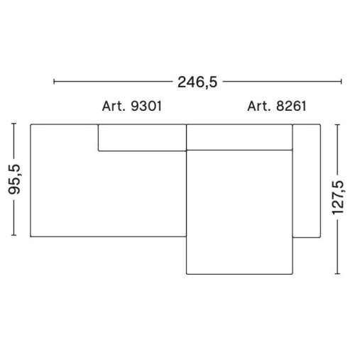 2,5-seater – combination 3 (right armrest) – Mags - HAY