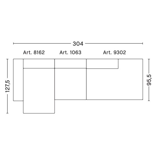 3-seater – combination 3 (left armrest) – Mags - HAY