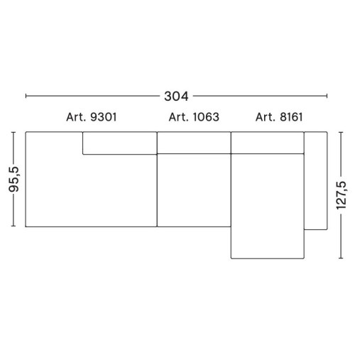 3-seater – combination 3 (right armrest) – Mags - HAY