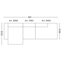 3-seater – combination 4 (left armrest) – Mags - HAY