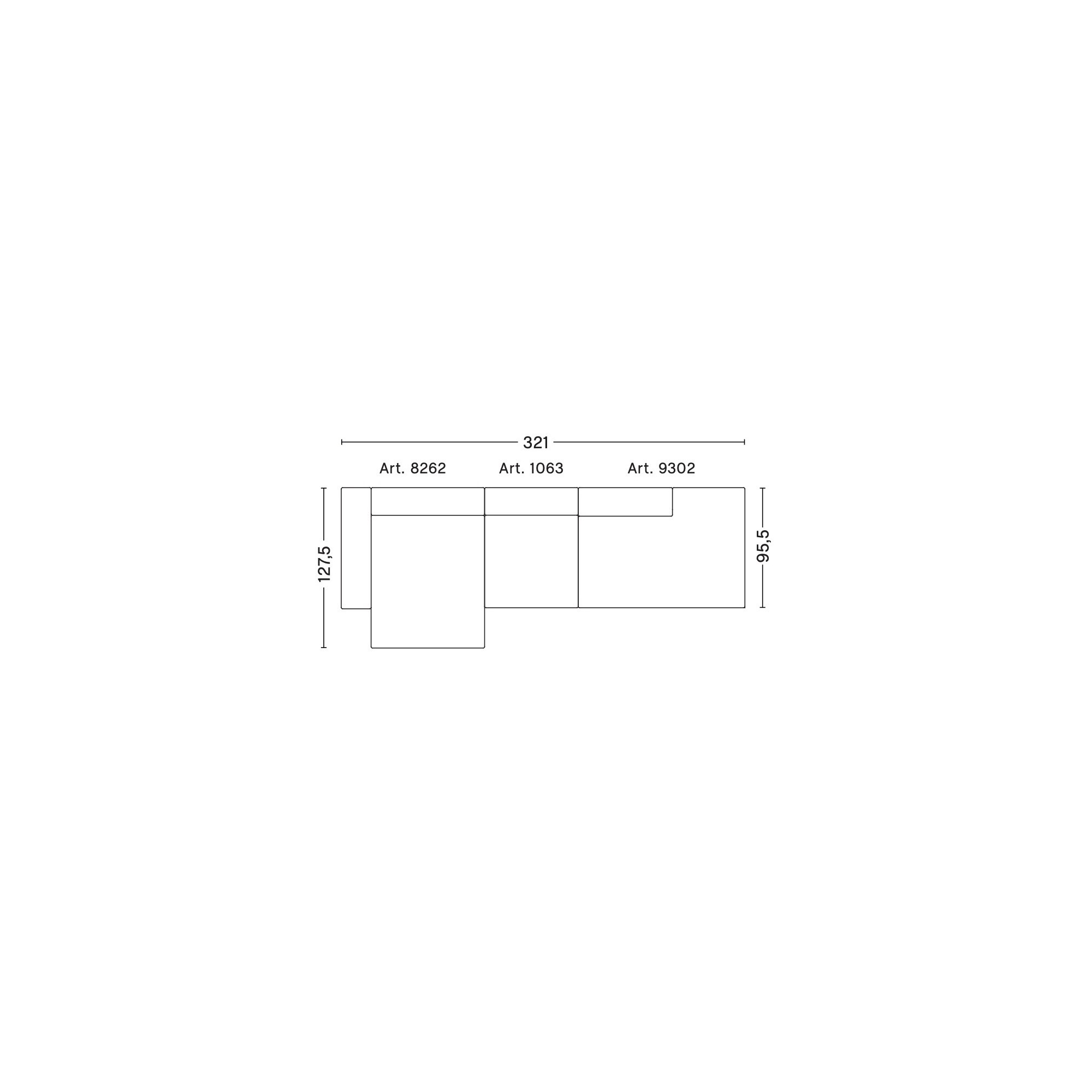 3-seater – combination 4 (left armrest) – Mags - HAY