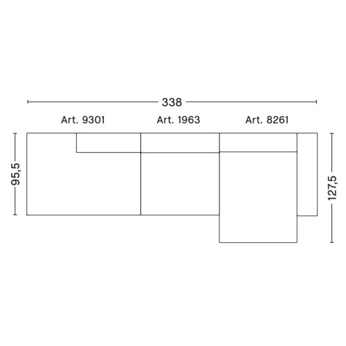 3-seater – combination 5 (right armrest) – Mags - HAY