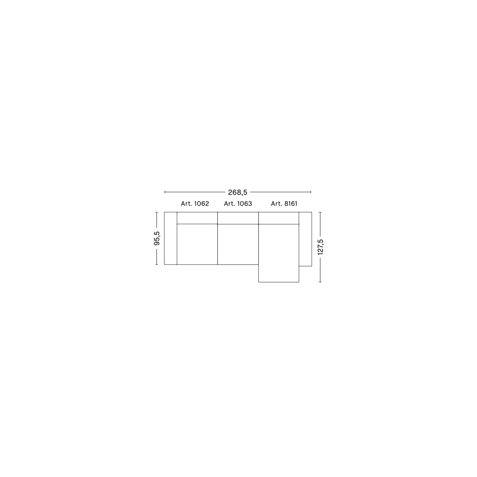 3-seater – combination 9 (right armrest) – Mags - HAY